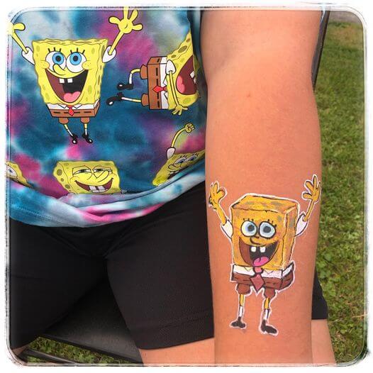 sponge bob face painting Tauranga, tauranga face painter