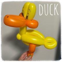 balloon twisting, balloon, balloon animal, birthday party, duck, 