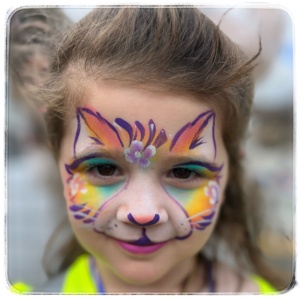 Cat face painting on a work function